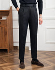 Hampton | Pantaloni in pregiata lana merino nera