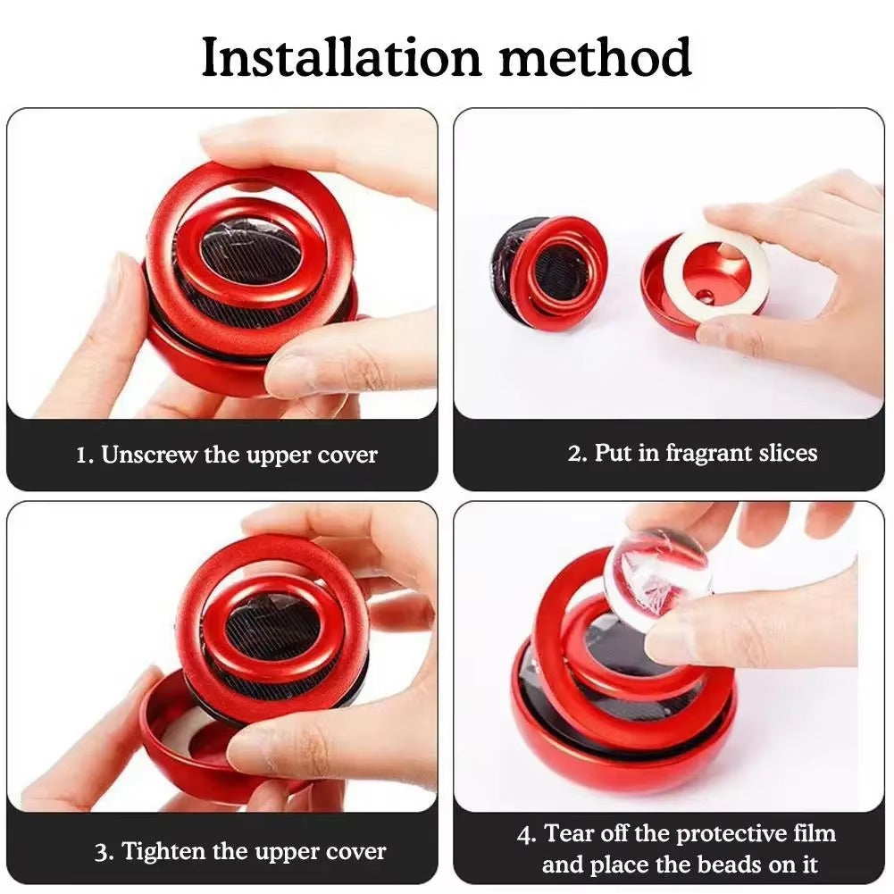 SolarGlow | Double-Suspended Rotating Crystal Car Aromatherapy Ornament