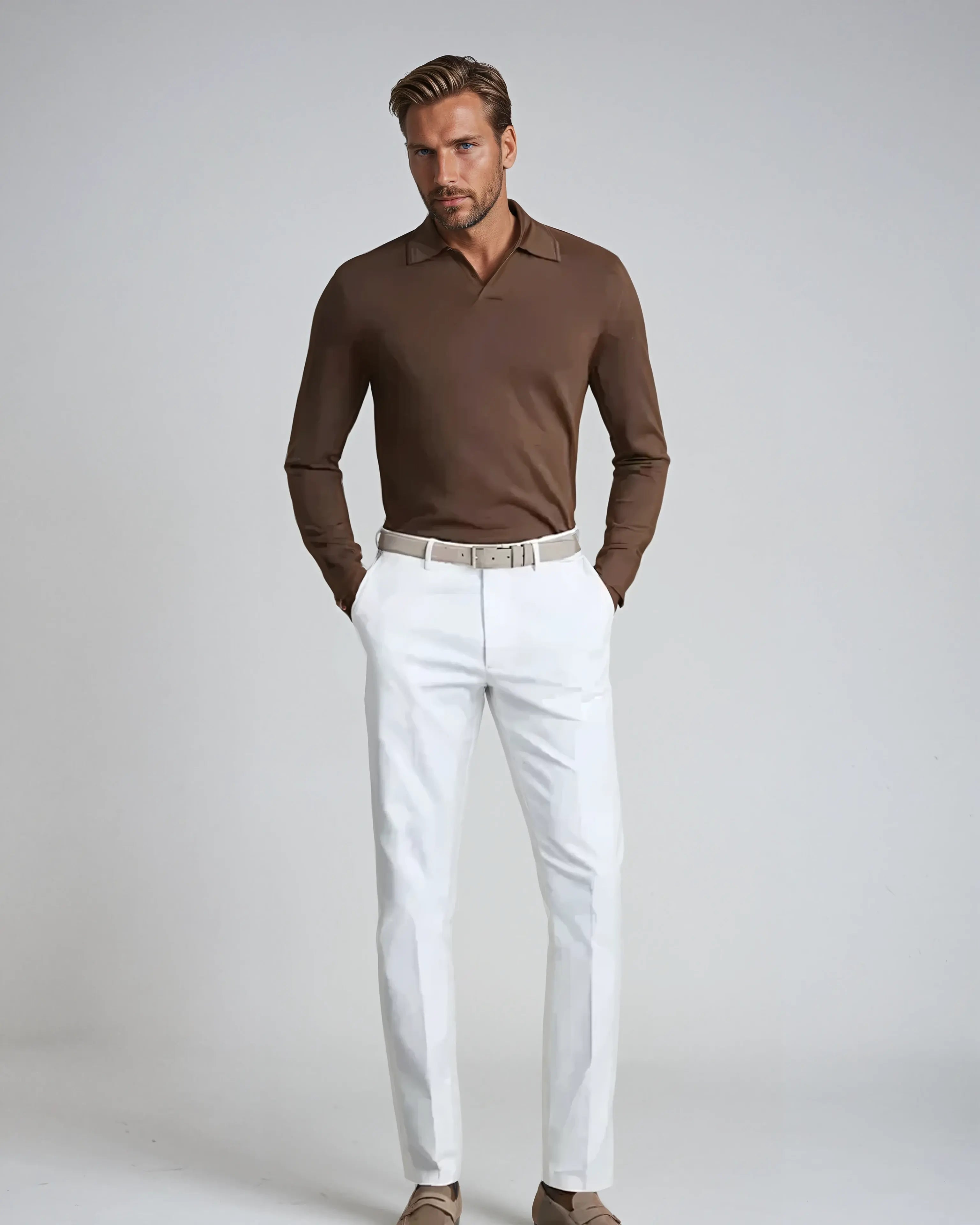Ethan | Stylish Elegant Long Sleeve Polo Shirts 3