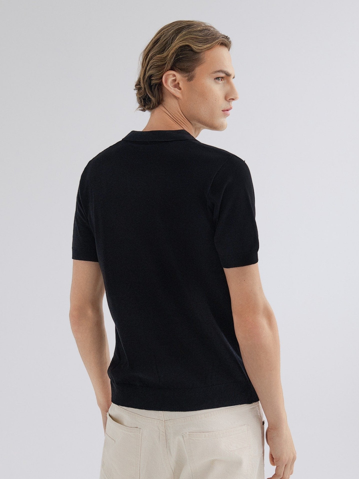 Ethan | Elegant Minimalist Black Men's Polo Shirt 2
