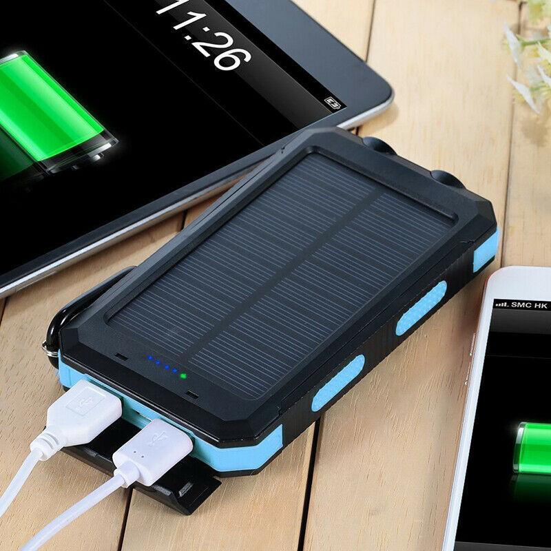 Power Bank Solare 500000mAh – Impermeabile, Doppia USB, Luce LED Integrata per Ricarica Esterna